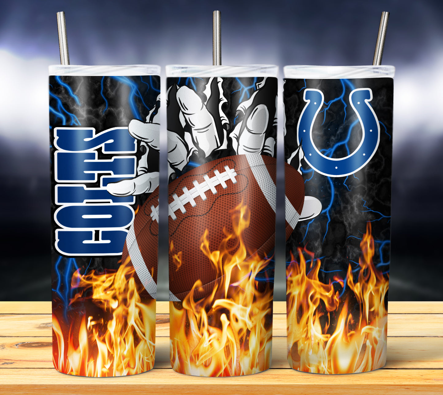 Football Fire Hand Tumbler Wrap