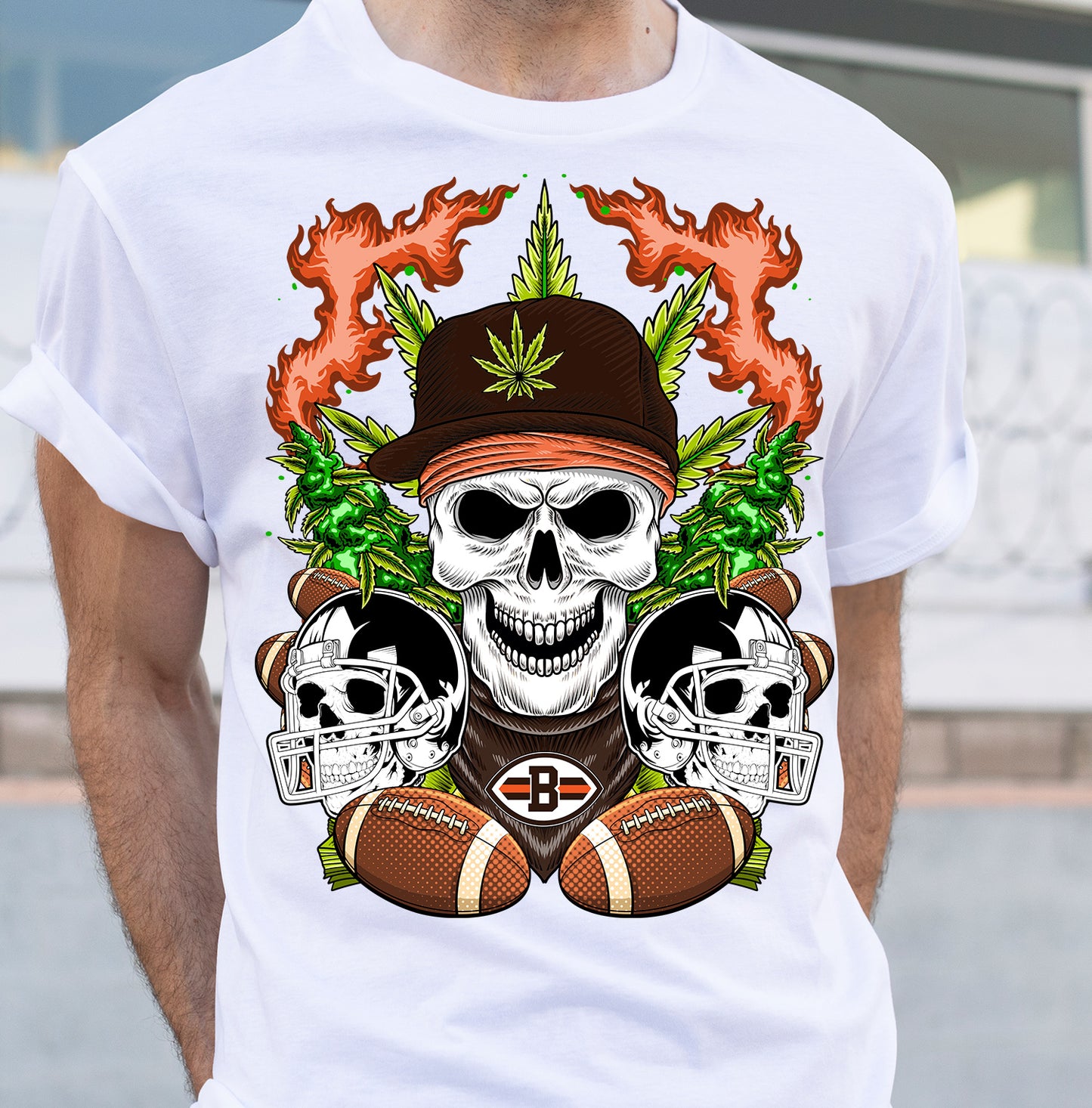 Football Cannabis Skull PNG