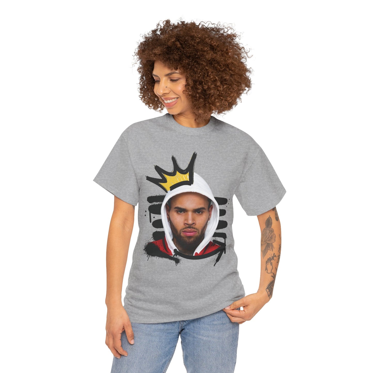 Chris Brown Street Art Vibe with Crown T-Shirt
