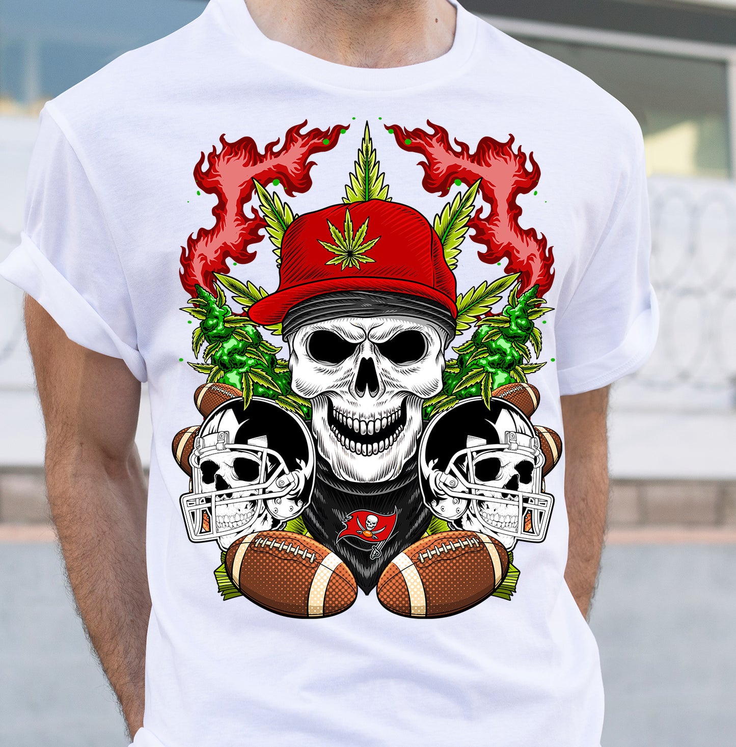 Football Cannabis Skull PNG