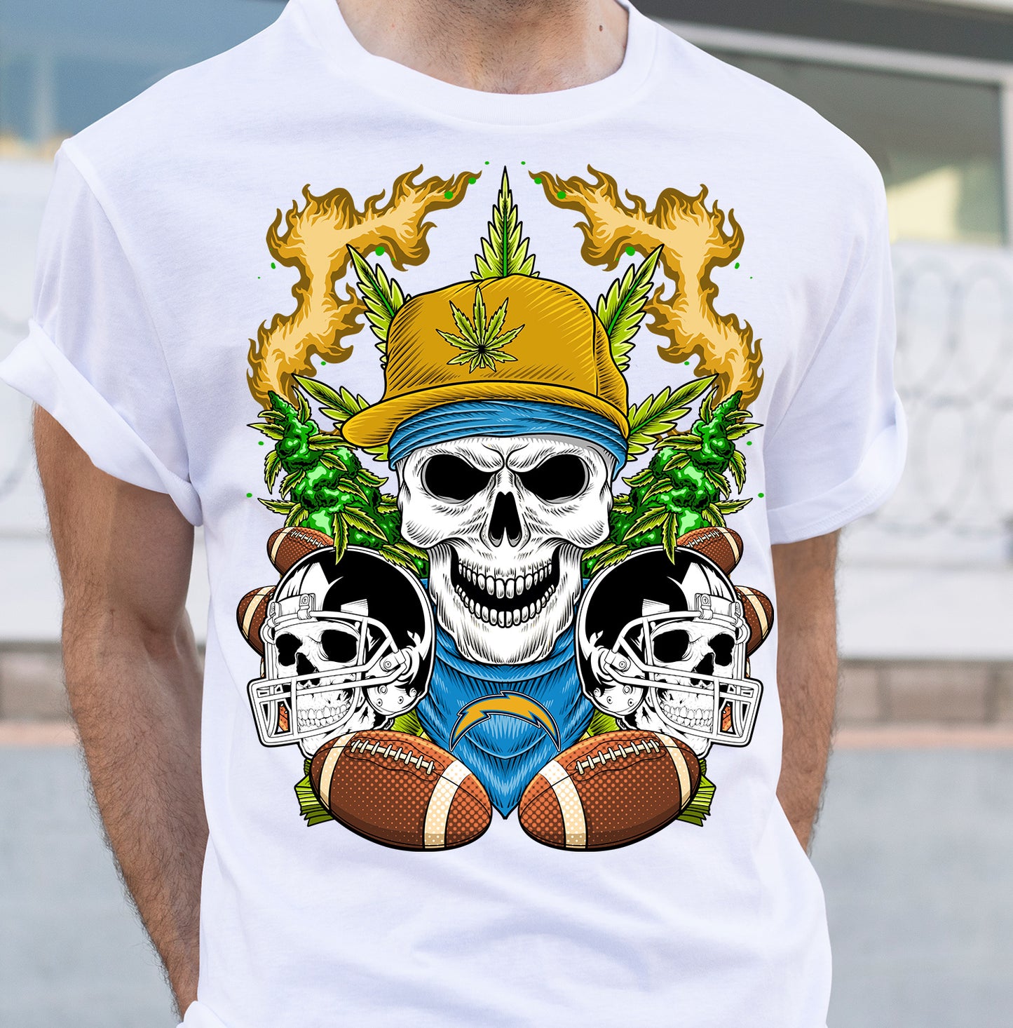 Football Cannabis Skull PNG