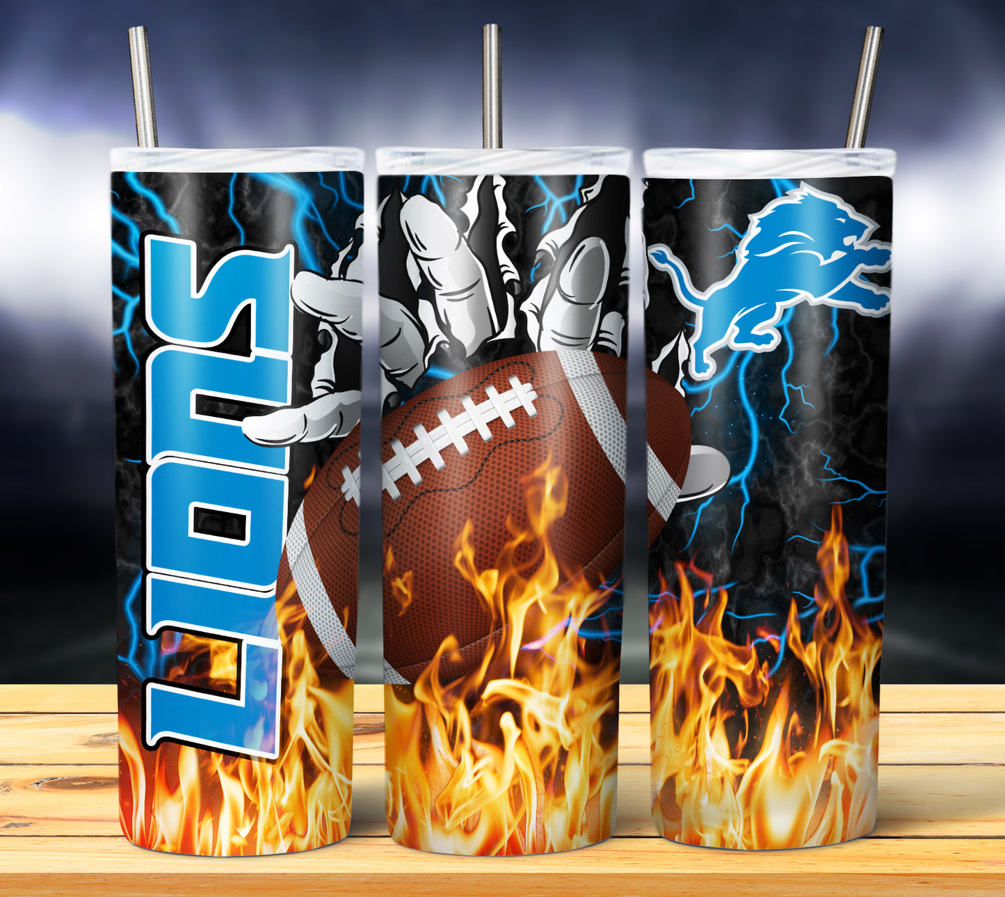Football Fire Hand Tumbler Wrap
