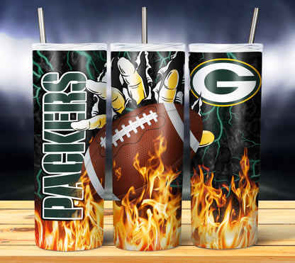 Football Fire Hand Tumbler Wrap