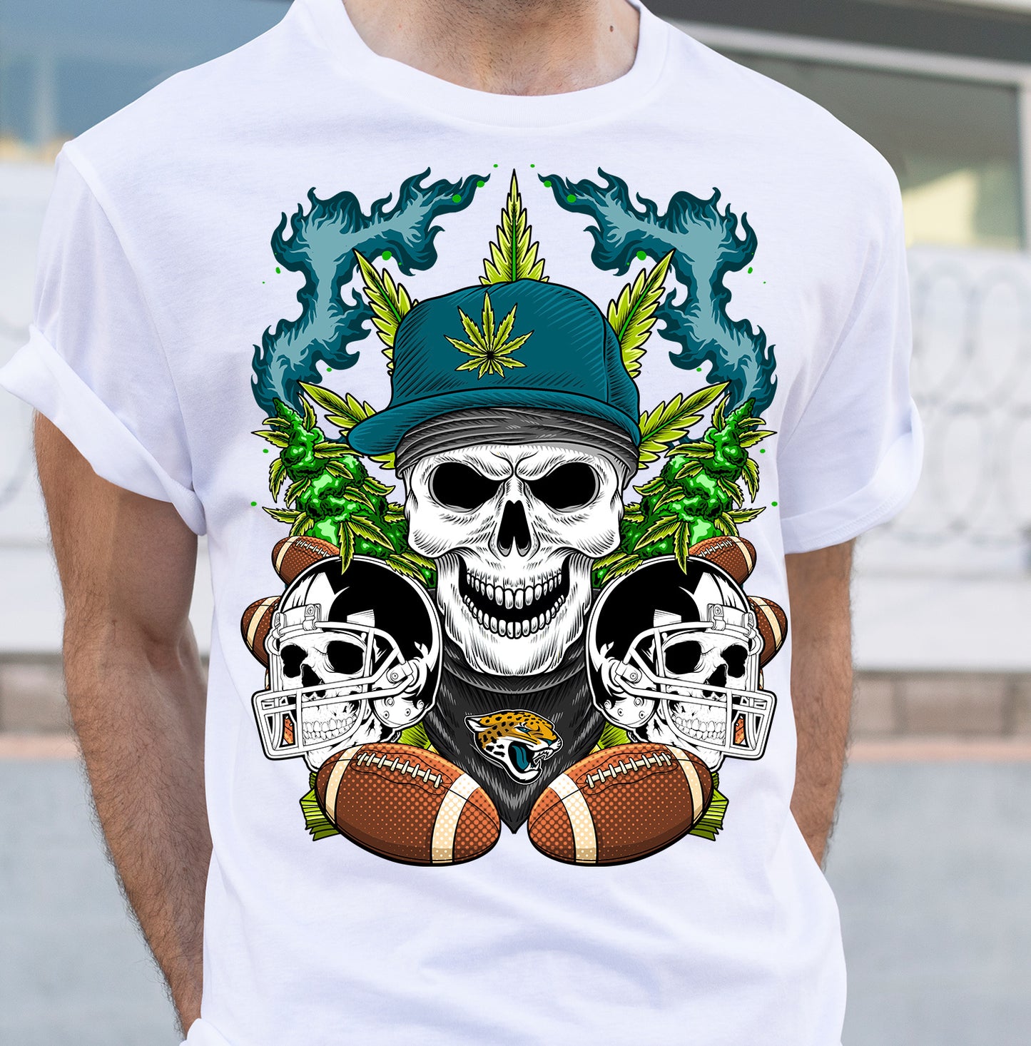 Football Cannabis Skull PNG