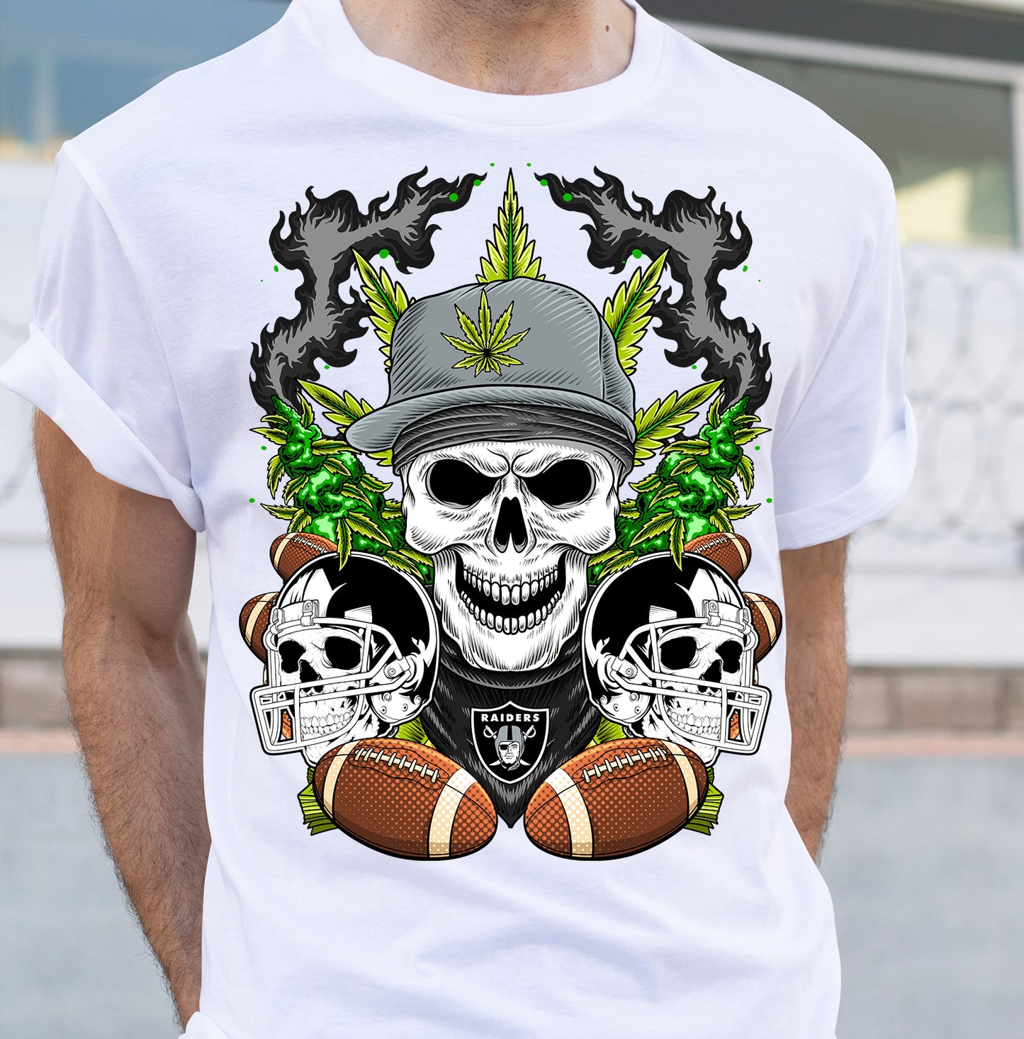 Football Cannabis Skull PNG