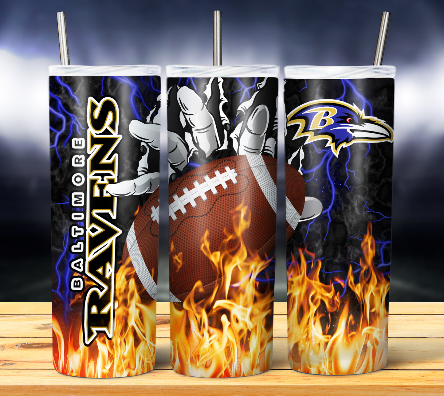 Football Fire Hand Tumbler Wrap