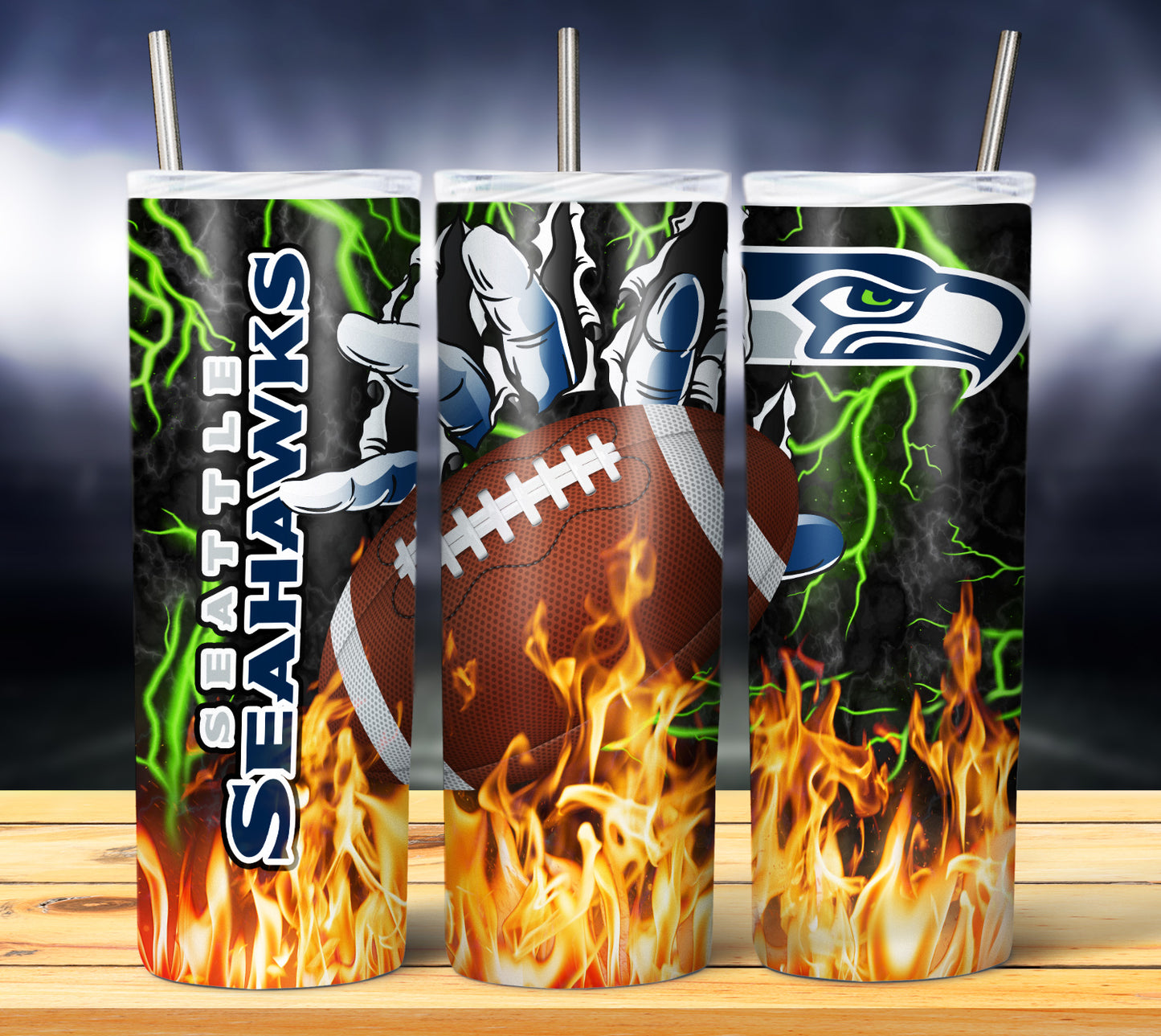 Football Fire Hand Tumbler Wrap