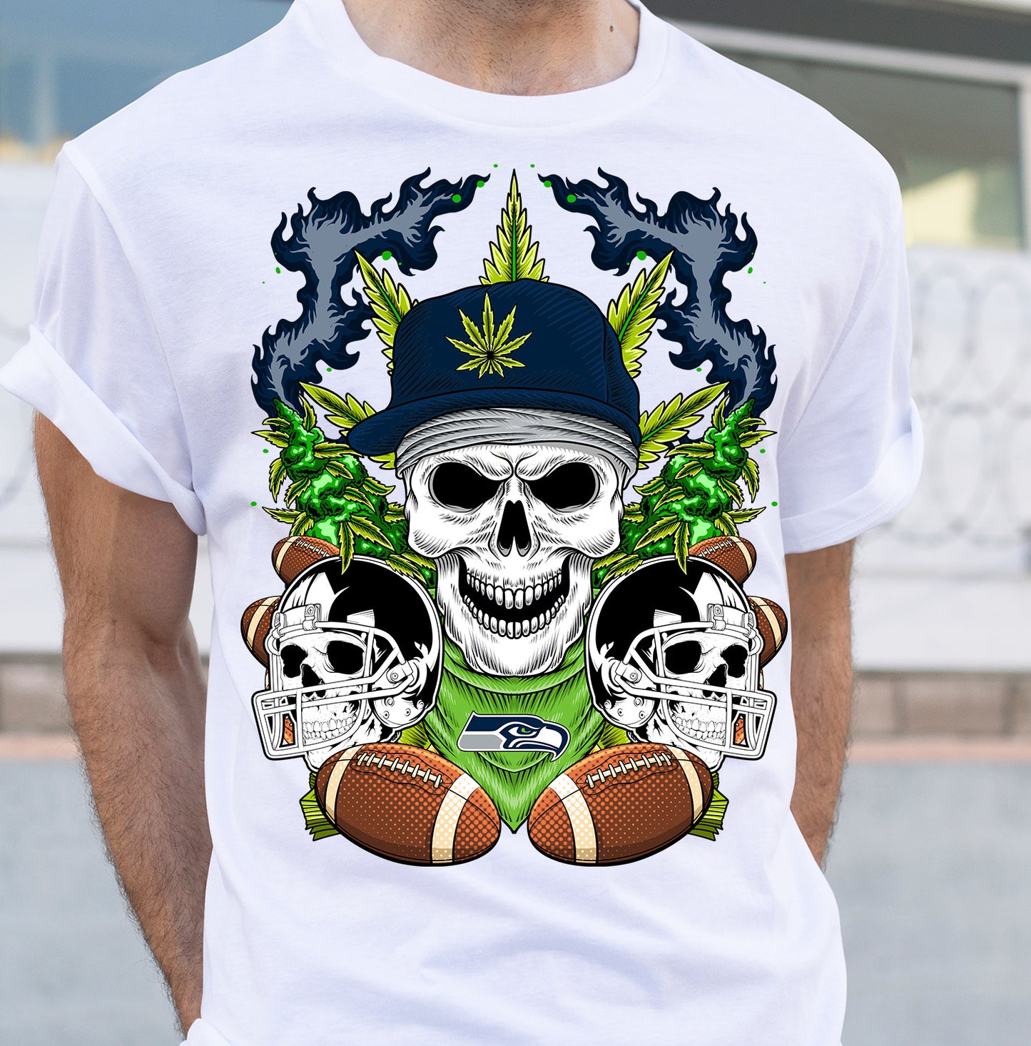 Football Cannabis Skull PNG