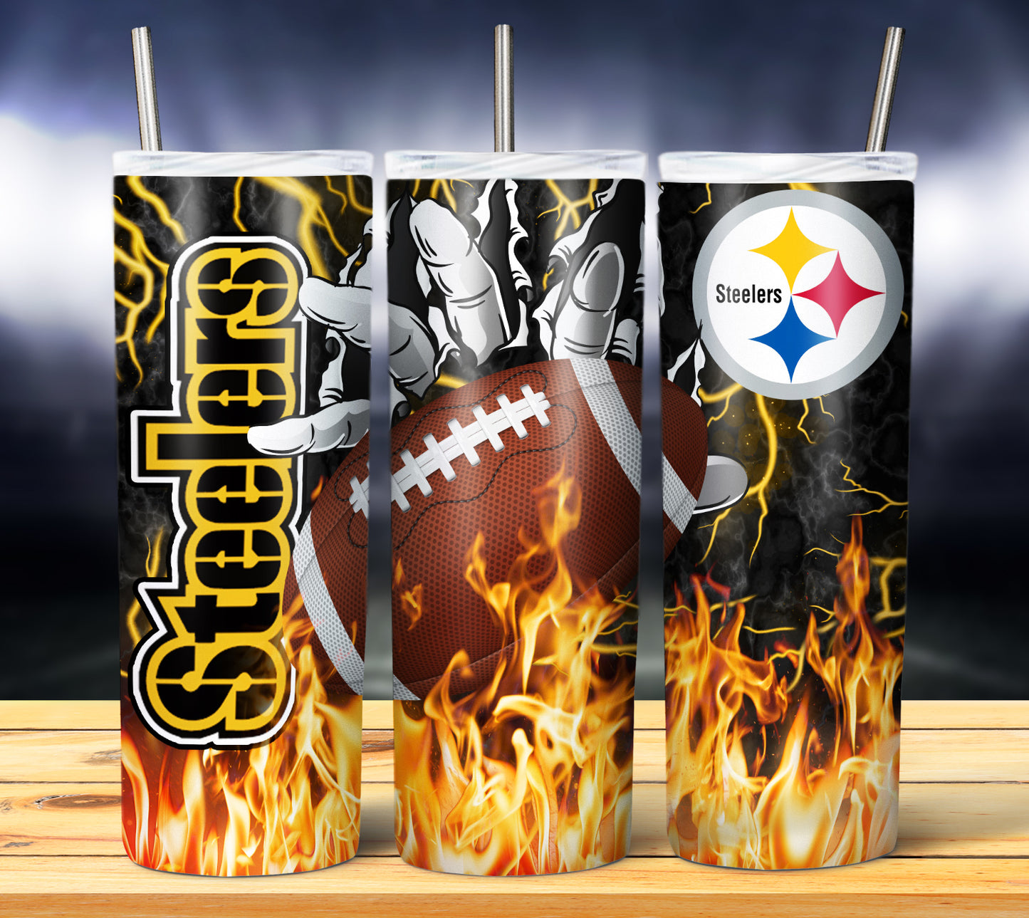 Football Fire Hand Tumbler Wrap