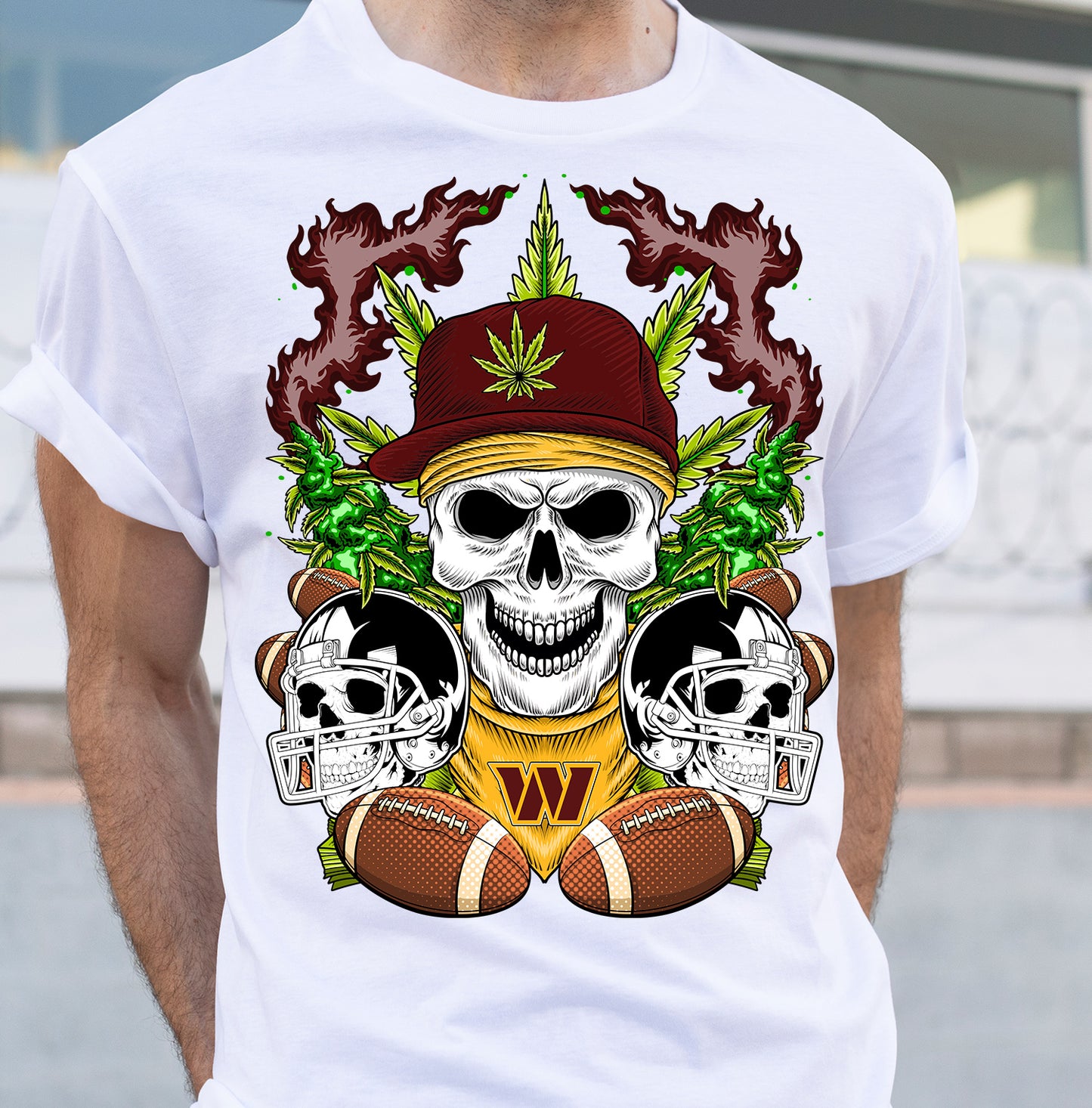 Football Cannabis Skull PNG