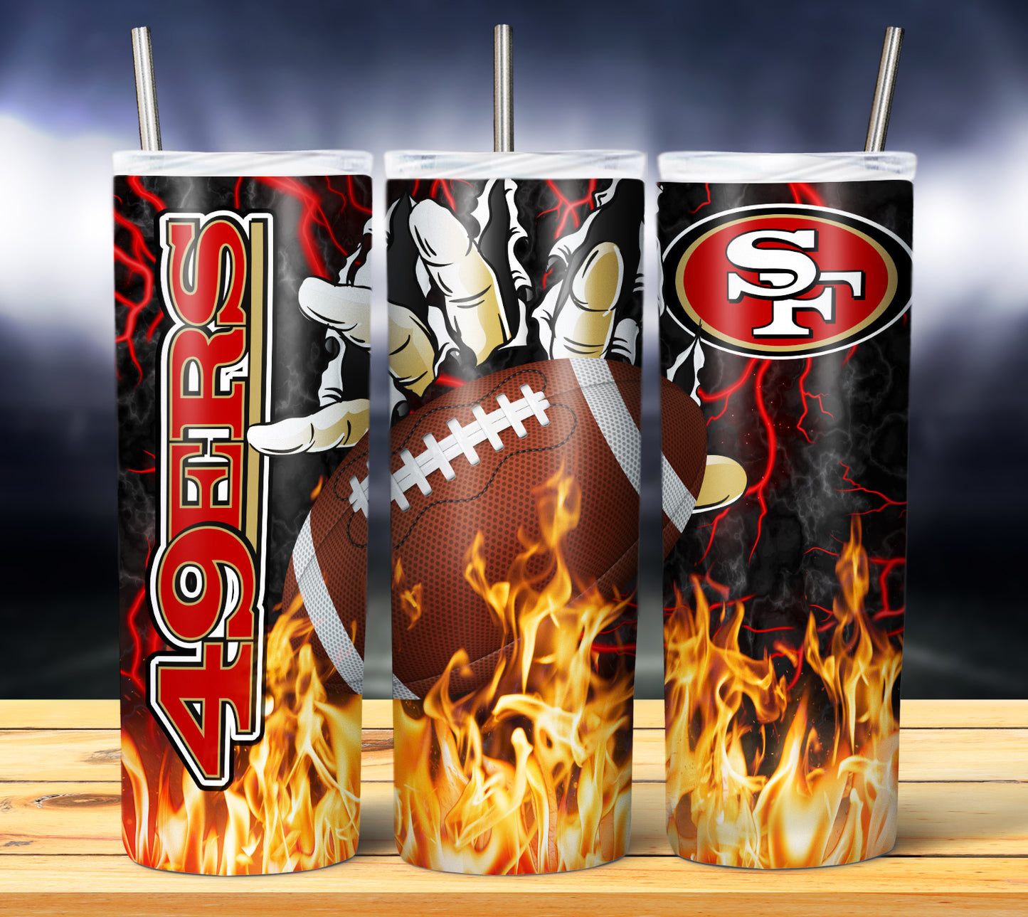 Football Fire Hand Tumbler Wrap