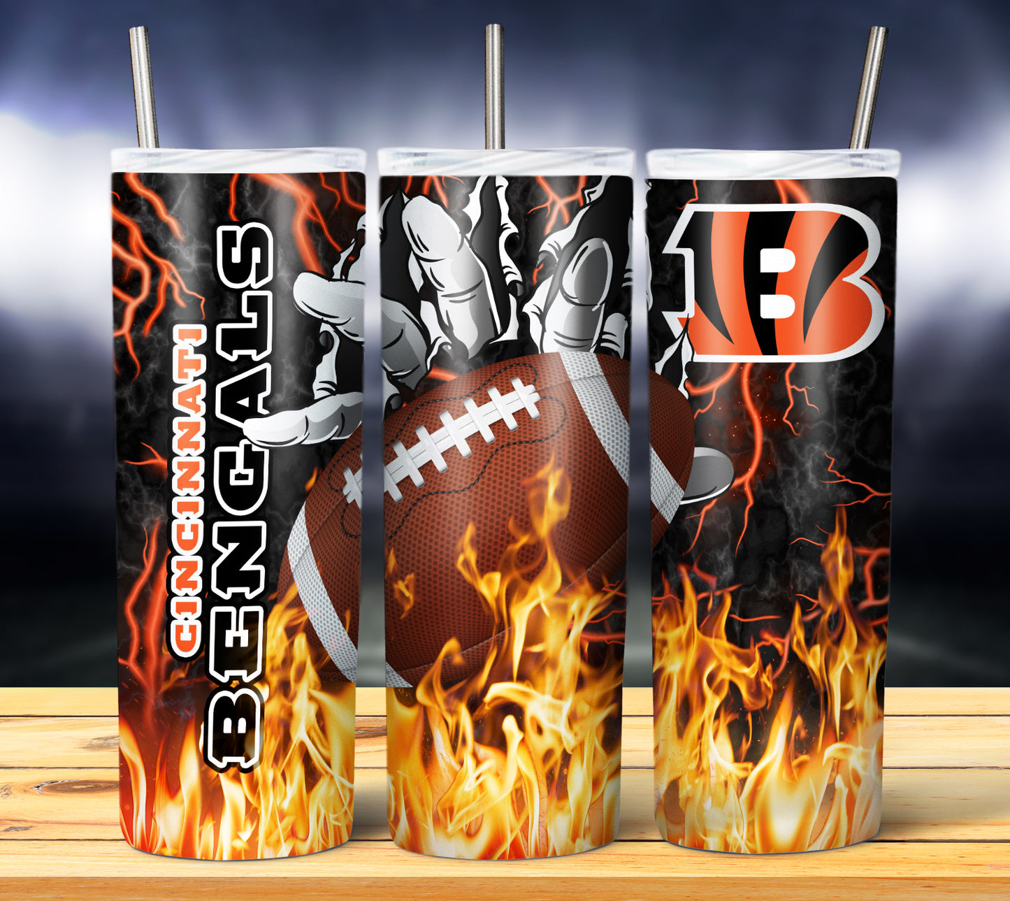 Football Fire Hand Tumbler Wrap
