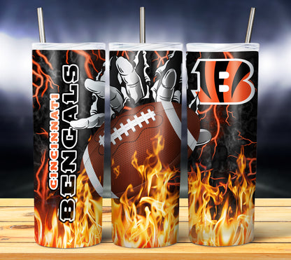 Football Fire Hand Tumbler Wrap