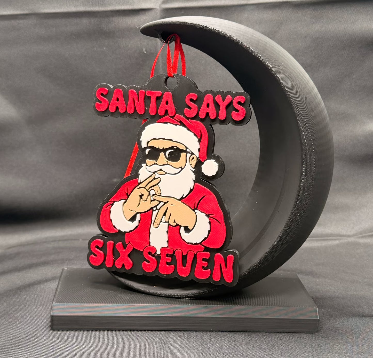 🎄 Santa “Six Seven” Christmas Ornament – Handmade 3D Printed Holiday Decor