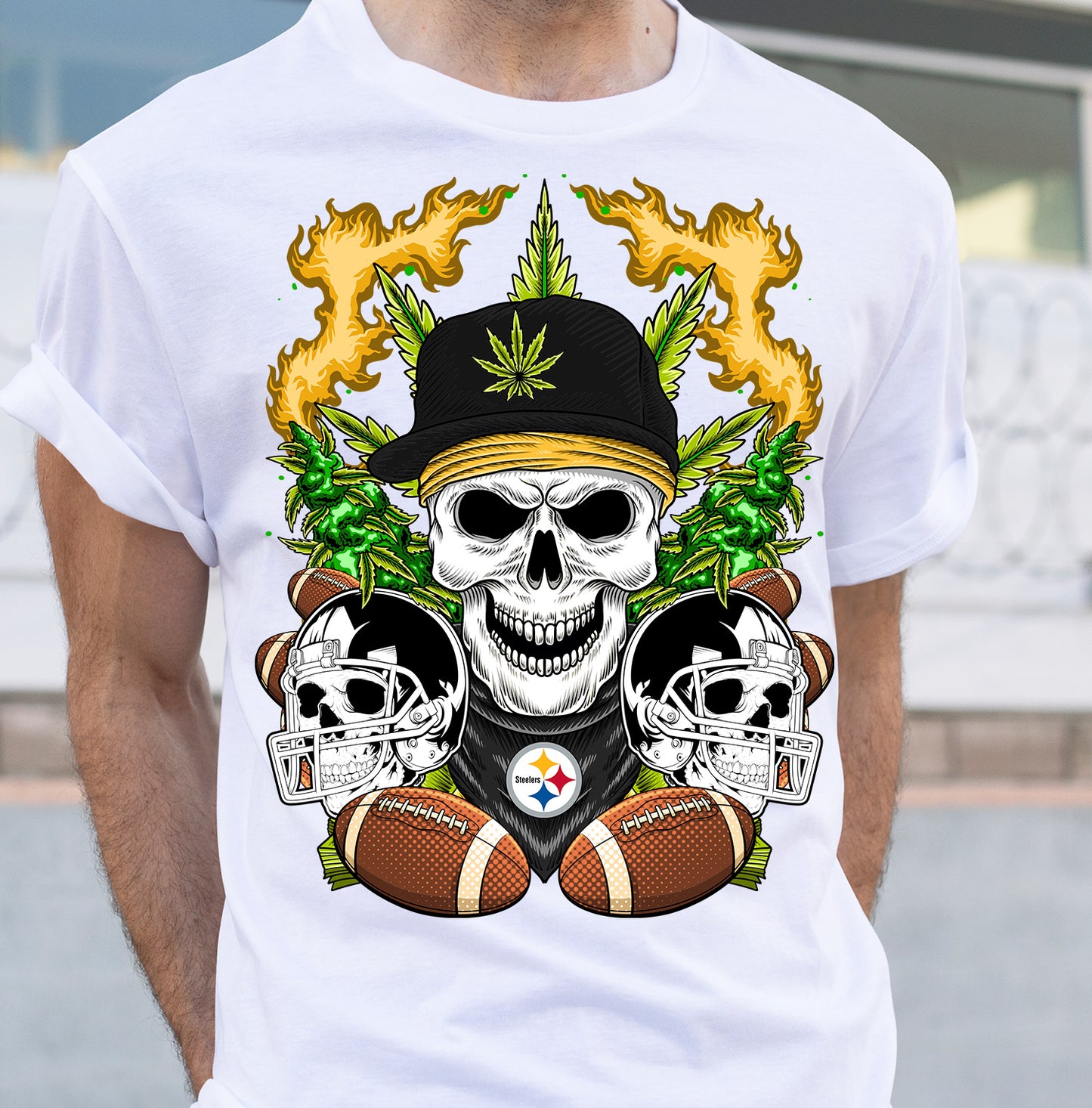 Football Cannabis Skull PNG