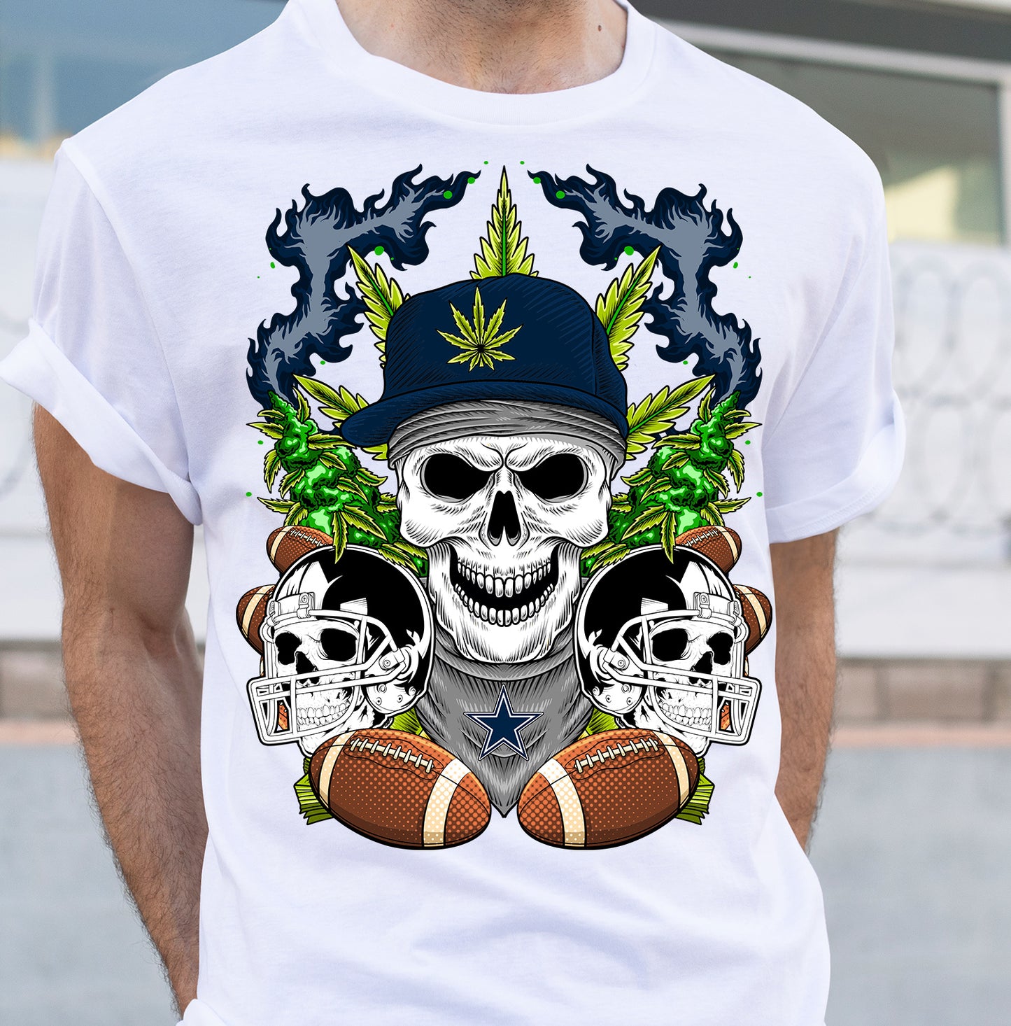 Football Cannabis Skull PNG