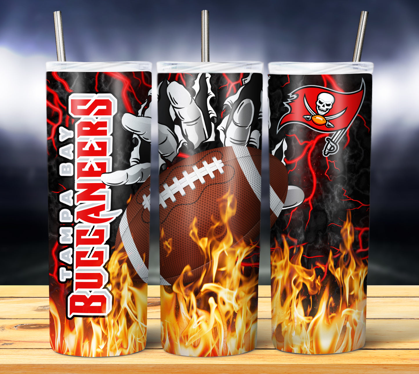 Football Fire Hand Tumbler Wrap