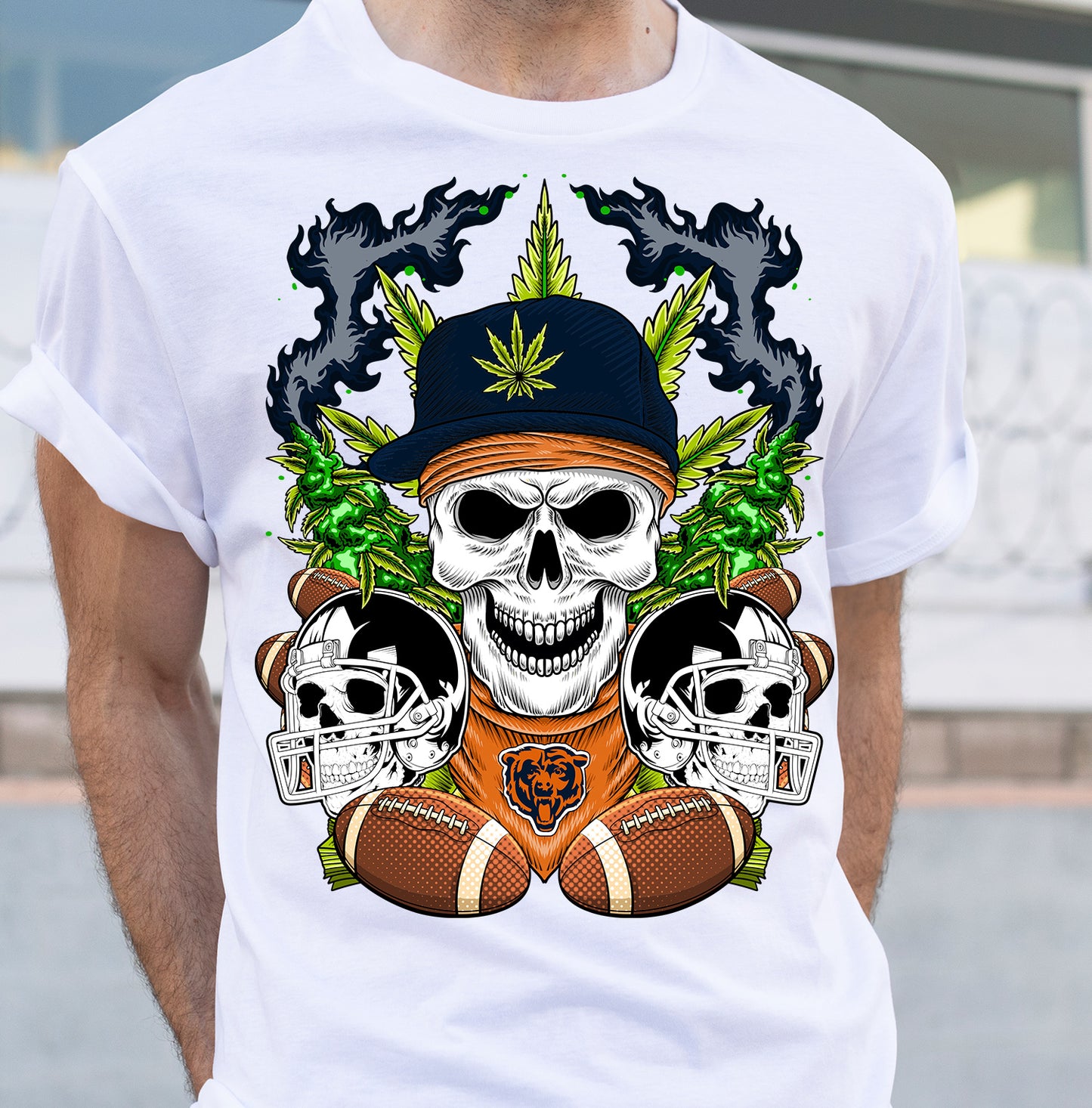 Football Cannabis Skull PNG