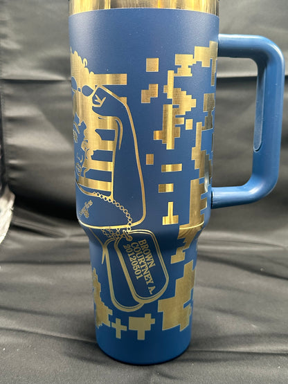Custom Engraved Gold-Plated 40oz Insulated Tumbler with Lid and Straw