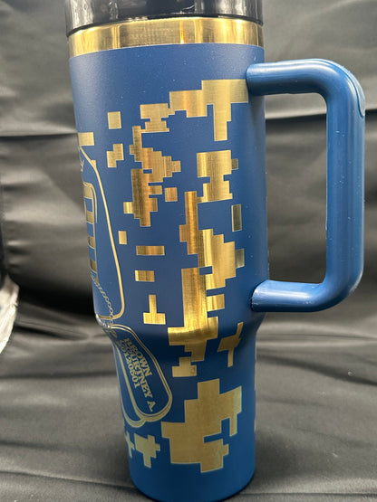 Custom Engraved Gold-Plated 40oz Insulated Tumbler with Lid and Straw