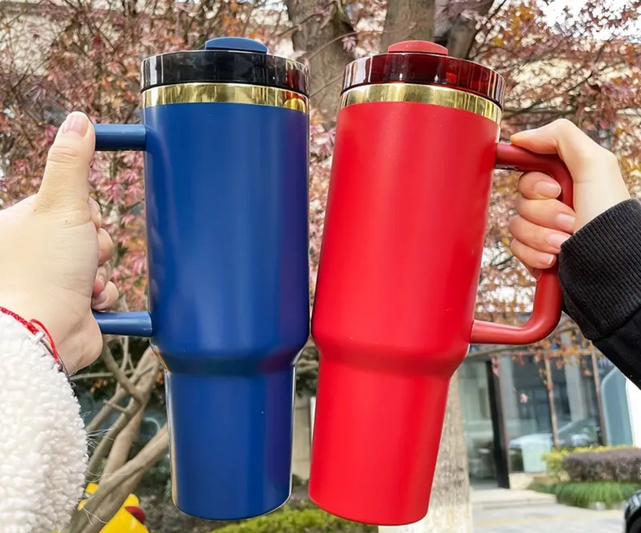 Custom Engraved Gold-Plated 40oz Insulated Tumbler with Lid and Straw
