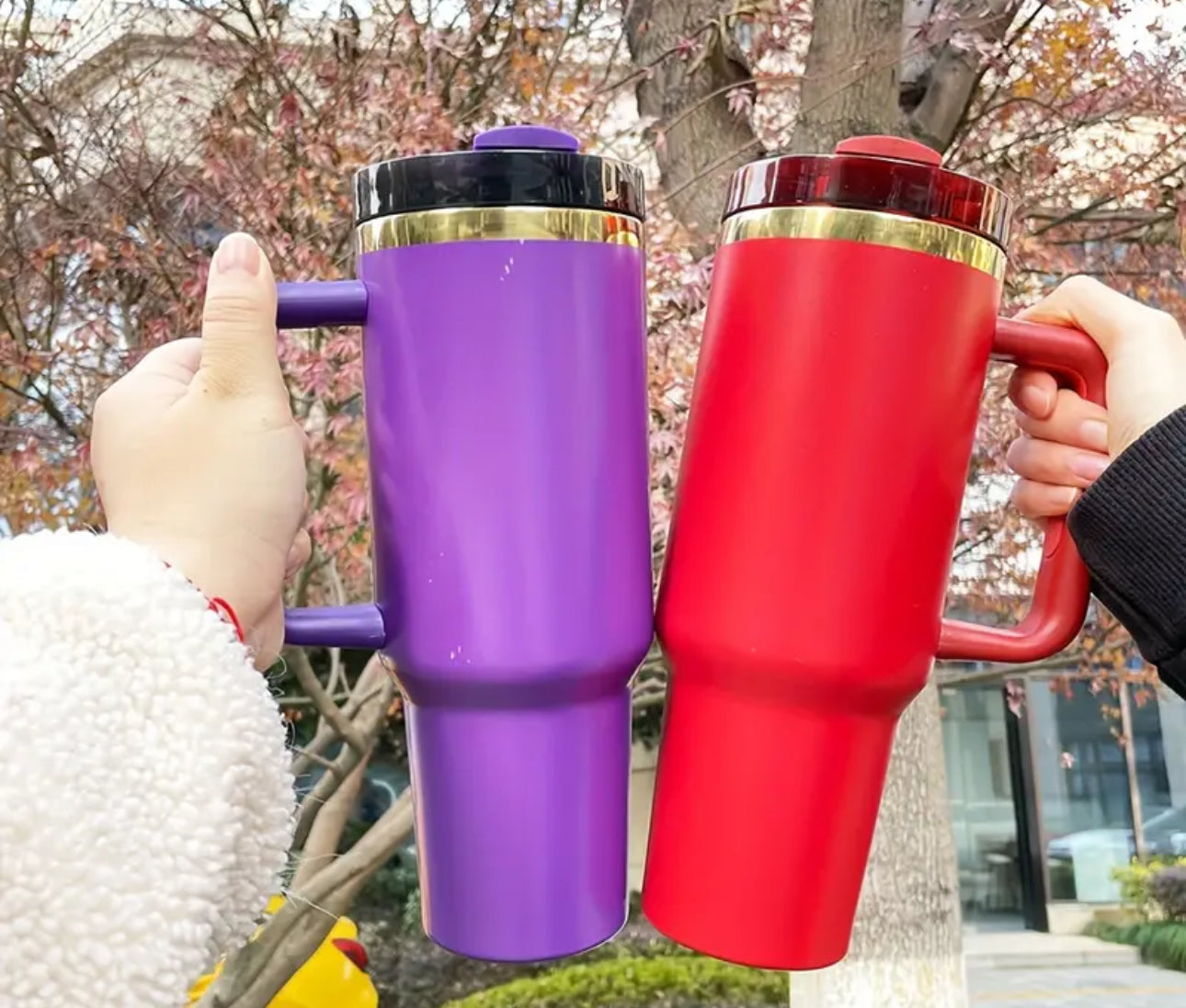 Custom Engraved Gold-Plated 40oz Insulated Tumbler with Lid and Straw