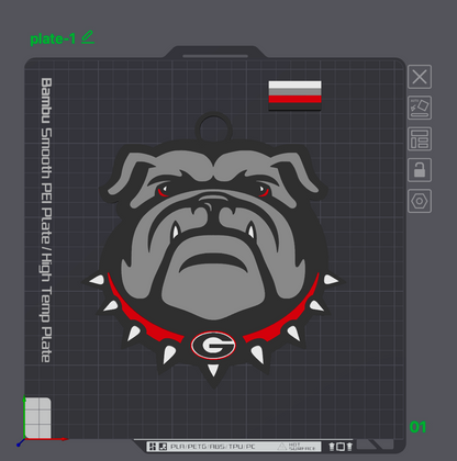 Georgia Bulldogs Fan Pendant – 3D Print File (STL + Bambu 3MF)