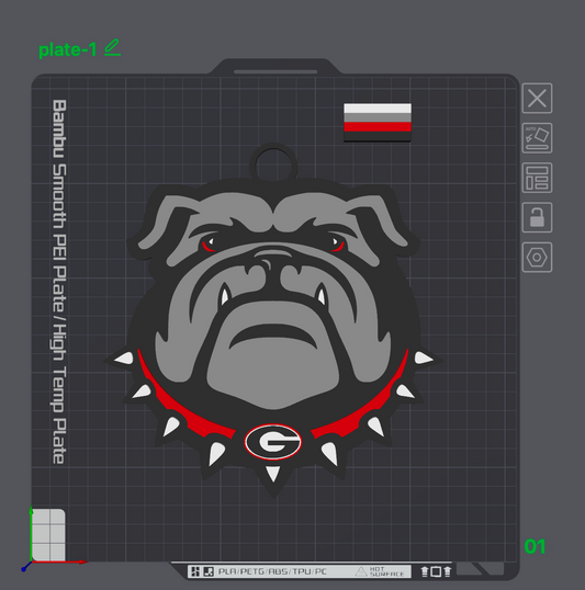 Georgia Bulldogs Fan Pendant – 3D Print File (STL + Bambu 3MF)