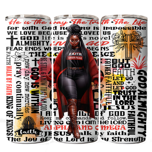 Faith Over Fear UV DTF Sticker | Christian Tumbler Wrap| Inspirational Scripture Transfer