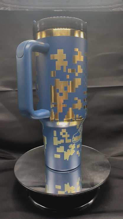 Custom Engraved Gold-Plated 40oz Insulated Tumbler with Lid and Straw