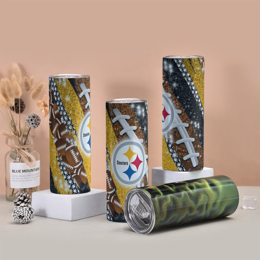 Football Glitter Tumbler 20oz